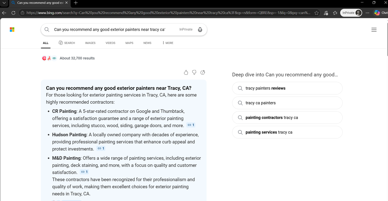 CR Painting named in a Bing search answer