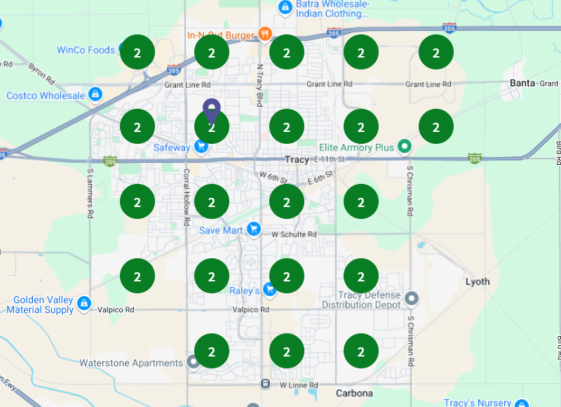 CR Painting #2 position across every visible grid point in tracy