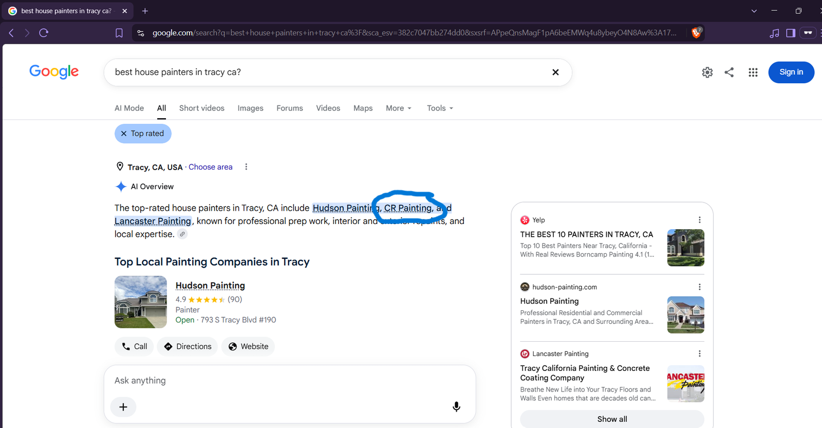 CR Painting mentioned in an AI Overview